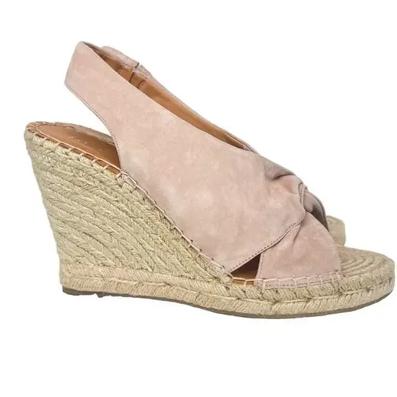 JOIE Kaili Leather Jute Wedge Platform Espadrille Wedge Blush Pink Size 40 - Picture 4 of 6
